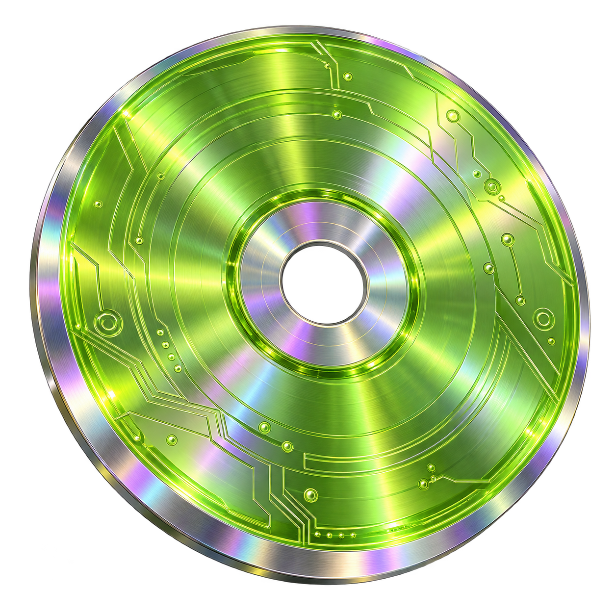 A neon green collectible optical disc
